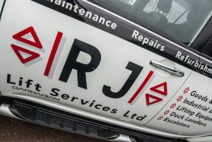 rj_lift service logo on car